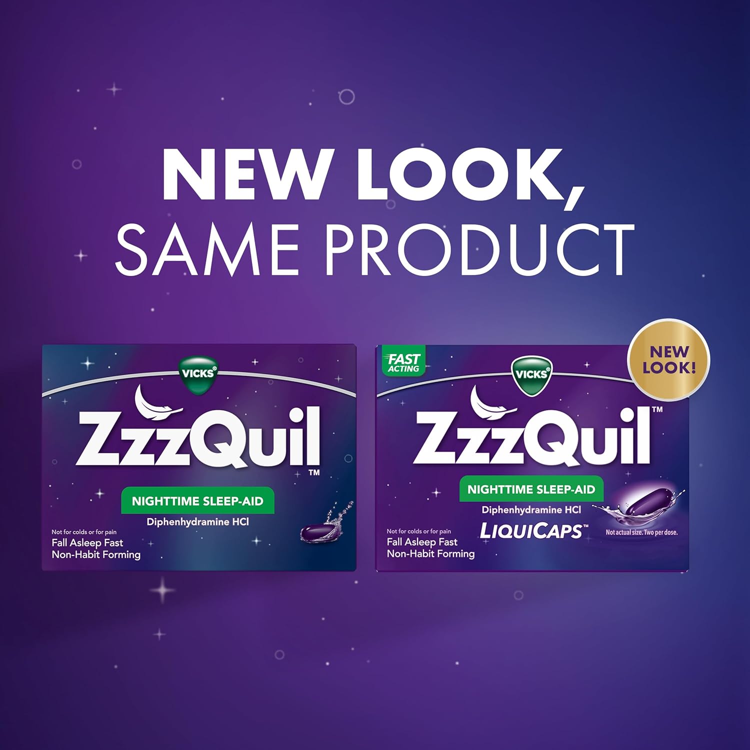 Vicks ZzzQuil Sleep Aid Liquicaps, Diphenhydramine HCl, Over-the-Counter Medicine, 48 Count