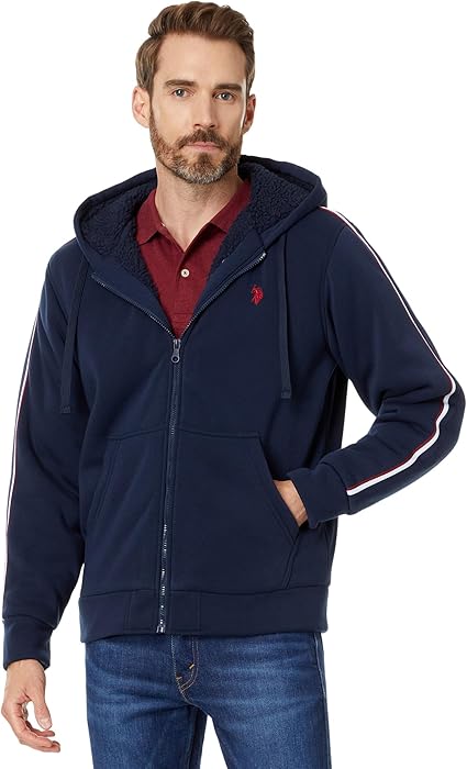U.S. Polo Men's Full Zip Sleeve Stripe Hoodie +