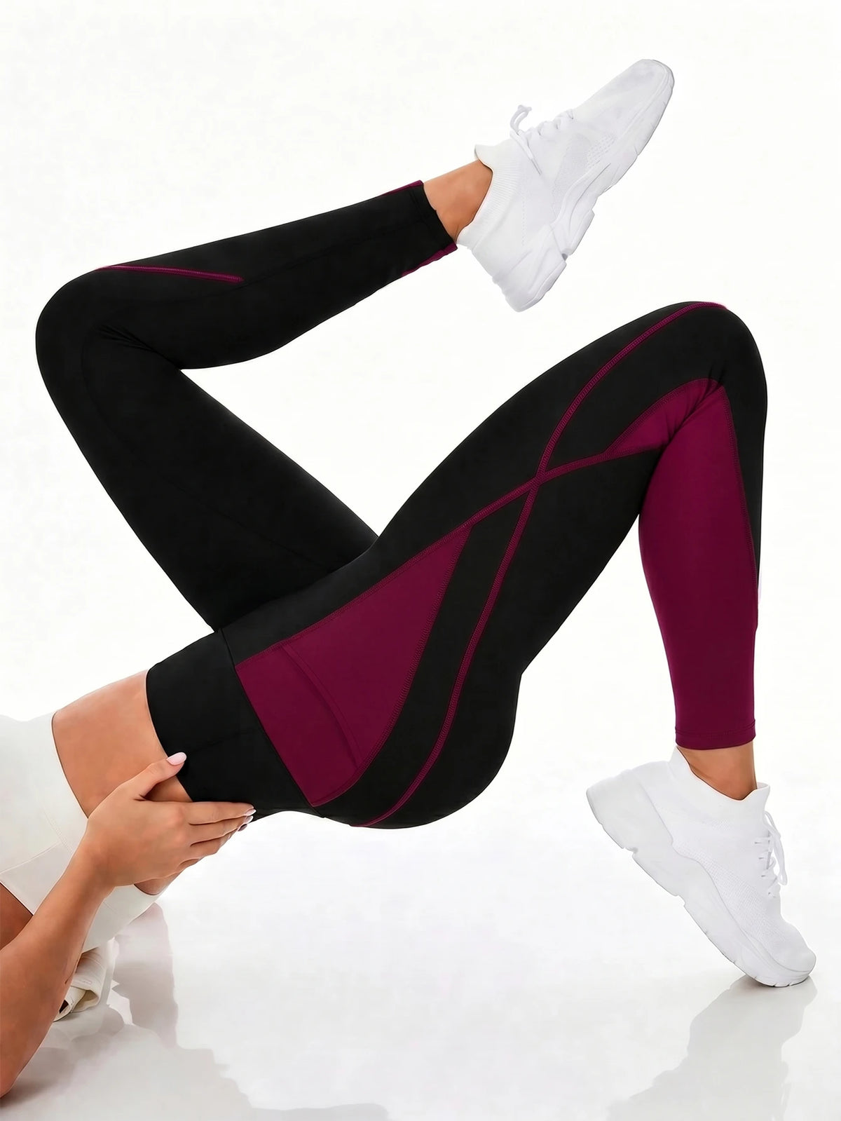 Women's High Waist Contrast Color Yoga Sports Leggings