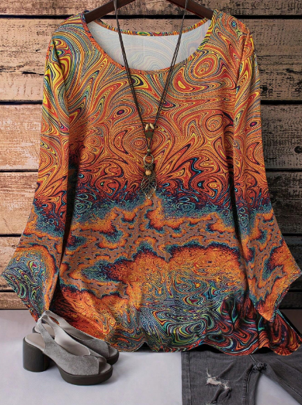 Shein Plus Size Floral Print Round Neck Short Sleeve Casual T-Shirt, XXL -.