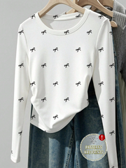 Shein Full Print Long Sleeve T-Shirt, XL>