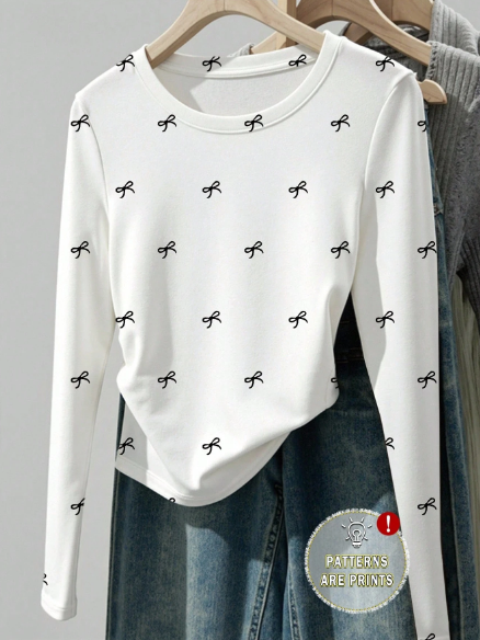 Shein Full Print Long Sleeve T-Shirt, XL>