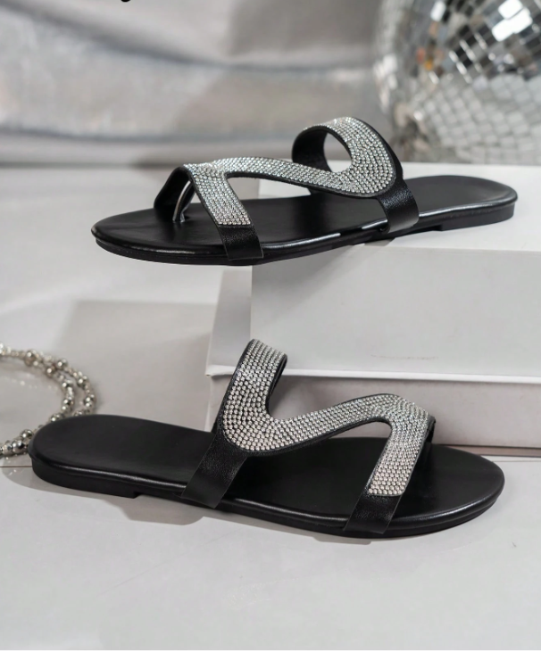 Shein New Fashion Rhinestone Detailed Slides, Size: 39 -.