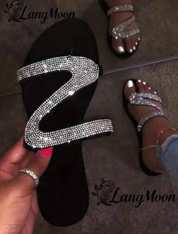 Shein New Fashion Rhinestone Detailed Slides, Size: 39 -.