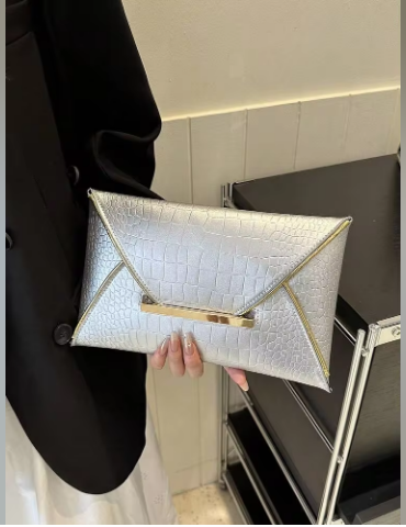 Shein Stone Pattern, Simple, Fashion, Casual PU Solid Color Clutch Envelope Bag -.