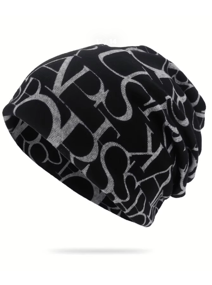 Shein 1pc Minimalist Casual Solid Color Letter Jacquard Warm Fabric Beanie Hat -.