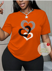 Shein Plus Size Heart Print Round Neck S Women T-Shirt, 4XL -.
