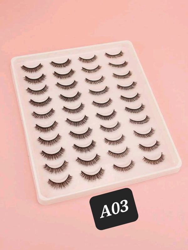 Shein 20Pairs Extra Long 3D Fake Eyelashes, A03 /