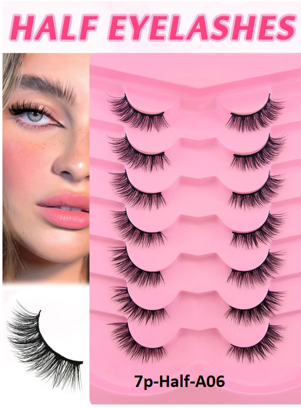 Shein 7 Pairs Full Strip Faux Mink False Eyelashes, 7p-Half-A06 +