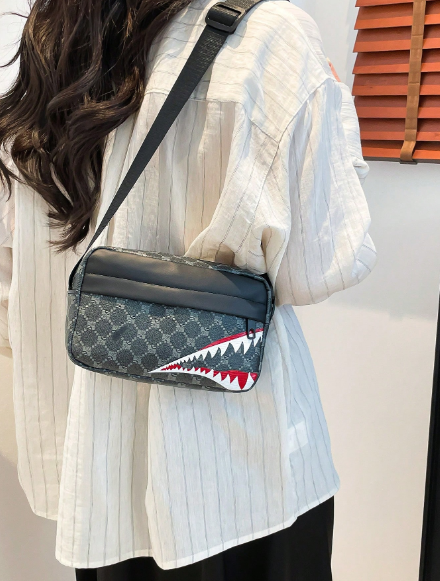 Shein Shoulder Plaid Sports Crossbody Bag -.