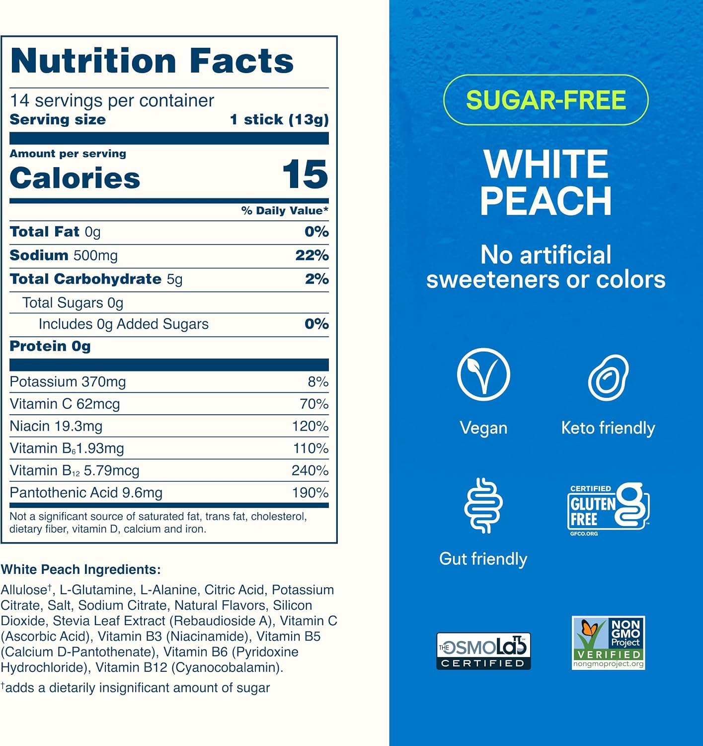 Liquid I.V.® White Peach Sugar-Free Hydration Multiplier® Powdered Electrolyte Drink Mix, 15 Ct Packets