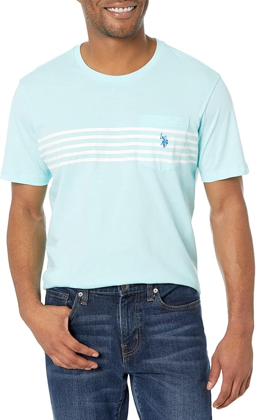 U.S. Polo Crew Neck Chest Stripe Pocket Tee, XXL +