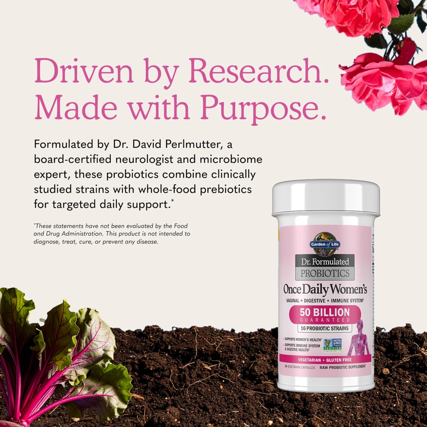 Garden of Life, Dr. Formulated Women's Probiotics Once Daily, 16 Strains, 50 Billion, 30 Capsules