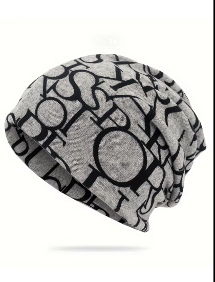 Shein 1pc Minimalist Casual Solid Color Letter Jacquard Warm Fabric Beanie Hat -.