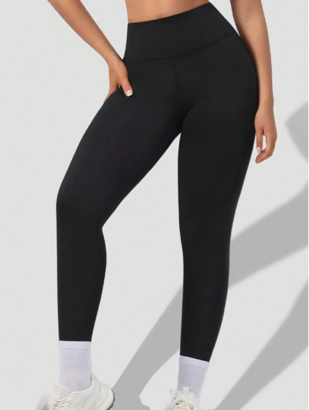 Shein 1 Set Thermal Lined Sports Pants,Fitness Slimming Waist Leggings, M -.
