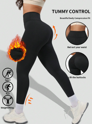 Shein 1 Set Thermal Lined Sports Pants,Fitness Slimming Waist Leggings, M -.
