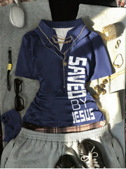 Shein Retro 2000s Polo Collar T-Shirt, XS -.