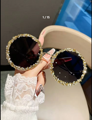 Shein Metal Round Oversized Vintage Elegant Unique Y2K Fashion Glasses >