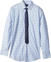 Tommy Boys Long Sleeve Dress Shirt with Straight Tie, Collared Button-Down with Cuff Sleeves, 12T +