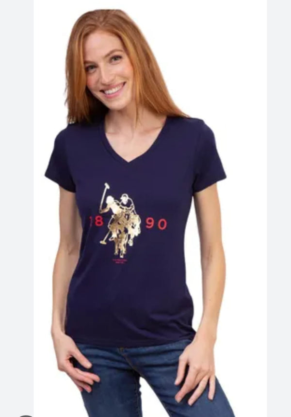 U.S. Polo Women's V-Neck T-Shirt, S +