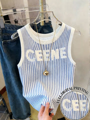 Women's Casual Striped Scoop Neck Sleeveless Tank Top