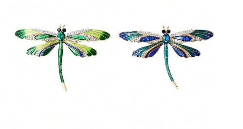 Shein 1/2pcs Insect Crystal Enamel Dragonfly Brooch Vintage>