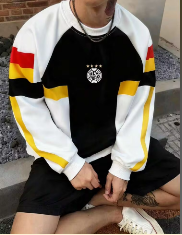 Shein Men Raglan Sleeve Sporty Casual Colorblock Pullover Sweatshirt, XL -.