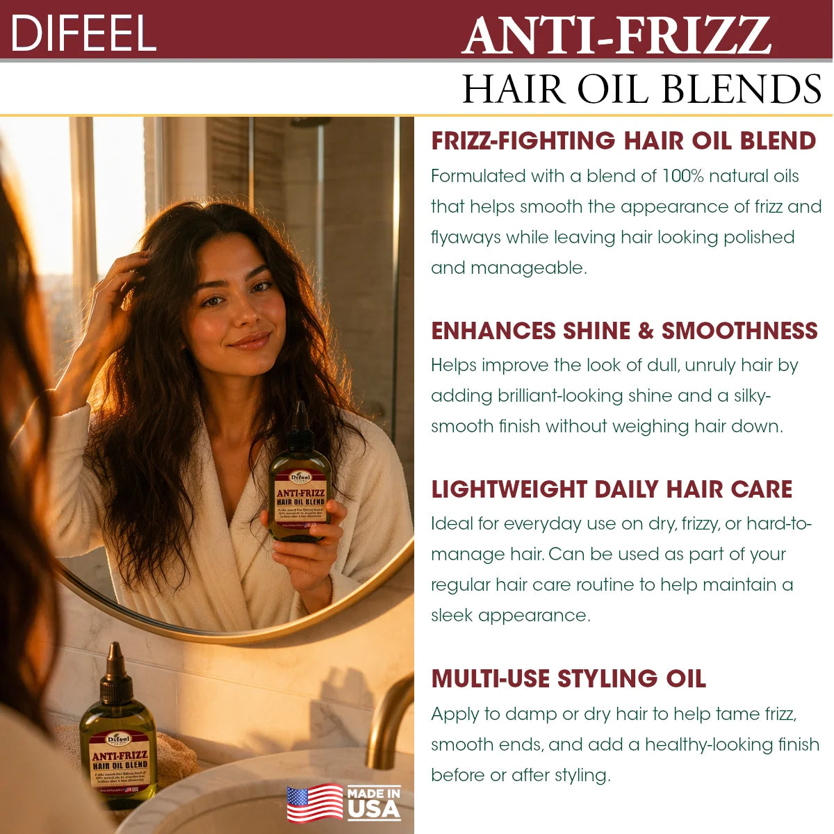 Difeel Anti-frizz Hair Oil Blend - 75ML