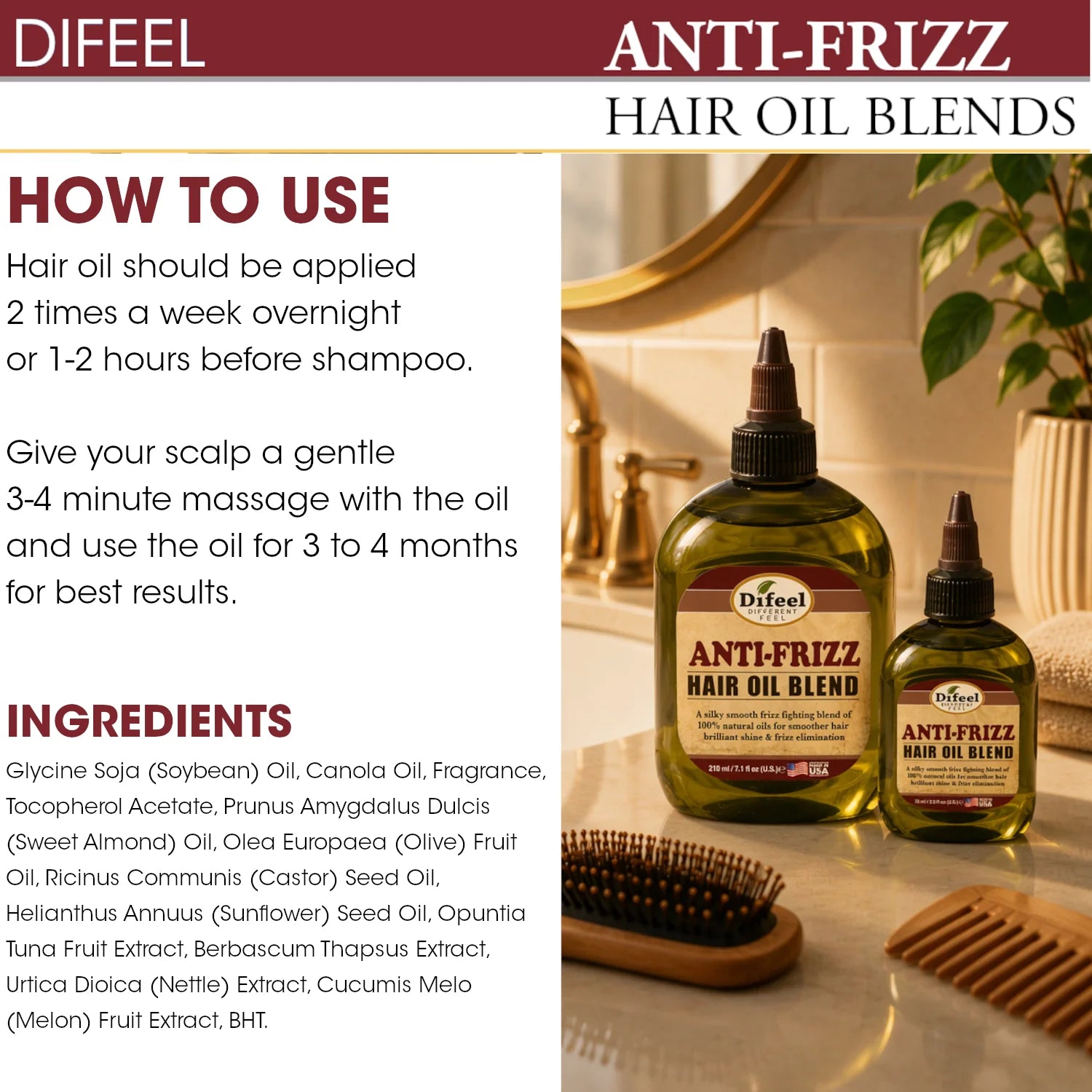 Difeel Anti-frizz Hair Oil Blend - 75ML