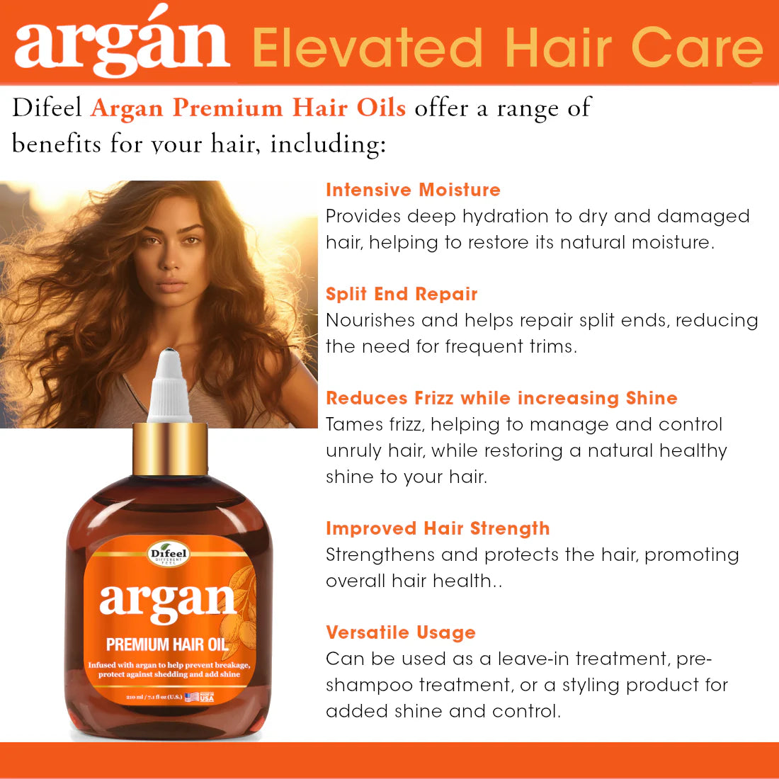 Difeel Elevated Argan Hydrating Premium Hair Oil  210ml