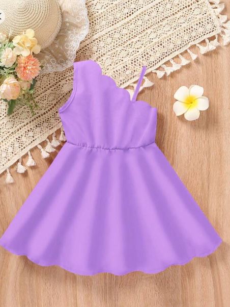 Shein Young Girl Halter Neck Sleeveless Irregular Hem Dress, 7T +