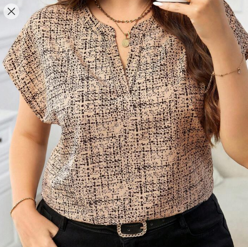 Shein Clasi Plus Size Elegant Fashion Women's Printed Shirt, XXL +