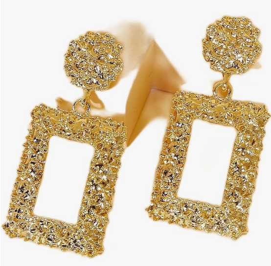 Shein Textured Rectangle Drop Earrings +