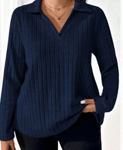 Shein Plus Size Solid Color Rib Knit Casual Versatile Long Sleeve T-Shirt, 4XL -.