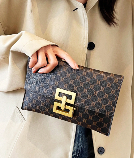 Shein Luxury Dinner Printed Clutch Bag  -.