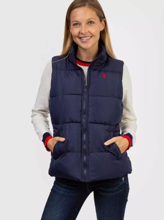 U.S. Polo Women's Navy Puffer Vest, XL /