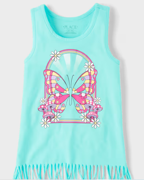 Ch. Place Girls Graphic Fringe Tank Top, 7-8T +