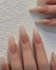 Shein 24pcs Almond Shaped In Clear Nude With Transparent Waterdrop Shape False Nails>