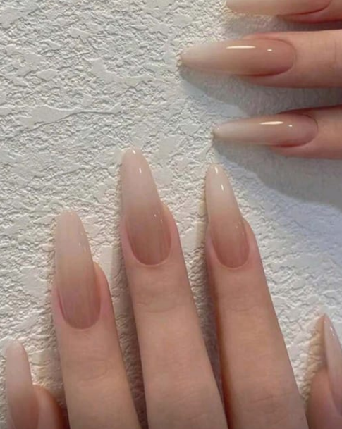 Shein 24pcs Almond Shaped In Clear Nude With Transparent Waterdrop Shape False Nails>