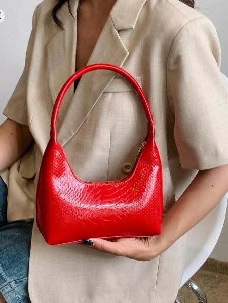 Shein Crocodile Pattern Shell Shaped Shoulder Tote Bag */