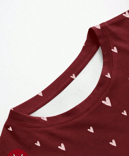 Shein Full Print Women's Casual T-Shirt, Heart Design, XL -.
