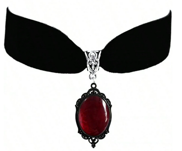 Shein Gothic Velvet Choker Necklace Vintage Cameo Necklace +