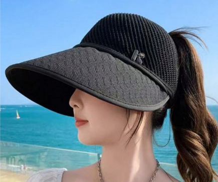 Shein 1pc Summer Thin Brimmed Hollow Breathable Sun Hat +