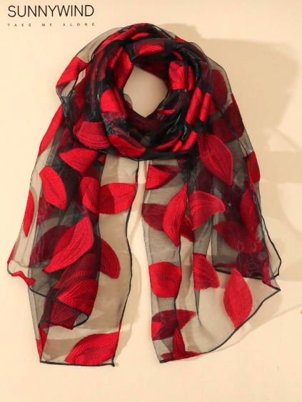 Shein 1pc Leaf Mesh Scarf /