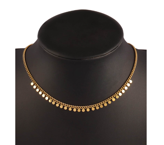Shein Stainless Steel Round Tassel Necklace>