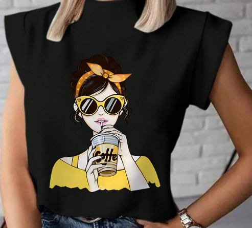 Shein Loose Casual T-Shirt With Portrait Print Graphic Tee, M +