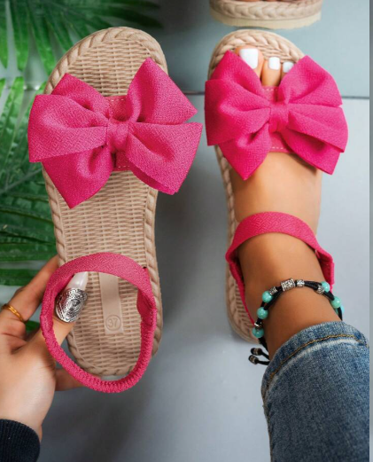 Shein Women's Summer Burgundy Fashionable Butterfly Flower Flat Sandals, Size: 37 +