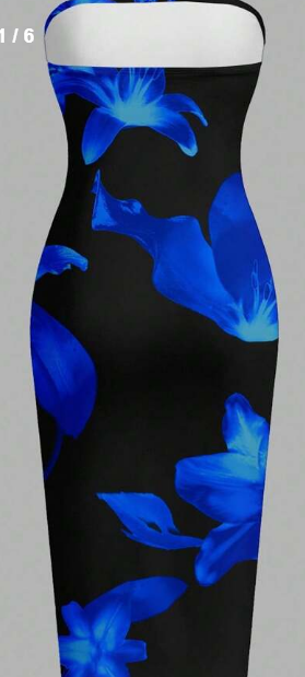 Shein Casual Sexy Floral Print Fitted Dress,  +