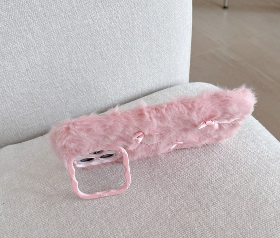 New Autumn/Winter 3D Pearl Bow Plush Phone Case For Iphone>