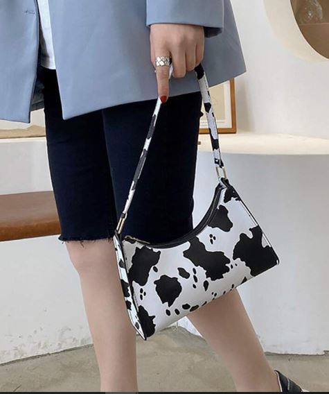 Shein Cow Pattern Baguette Bag */